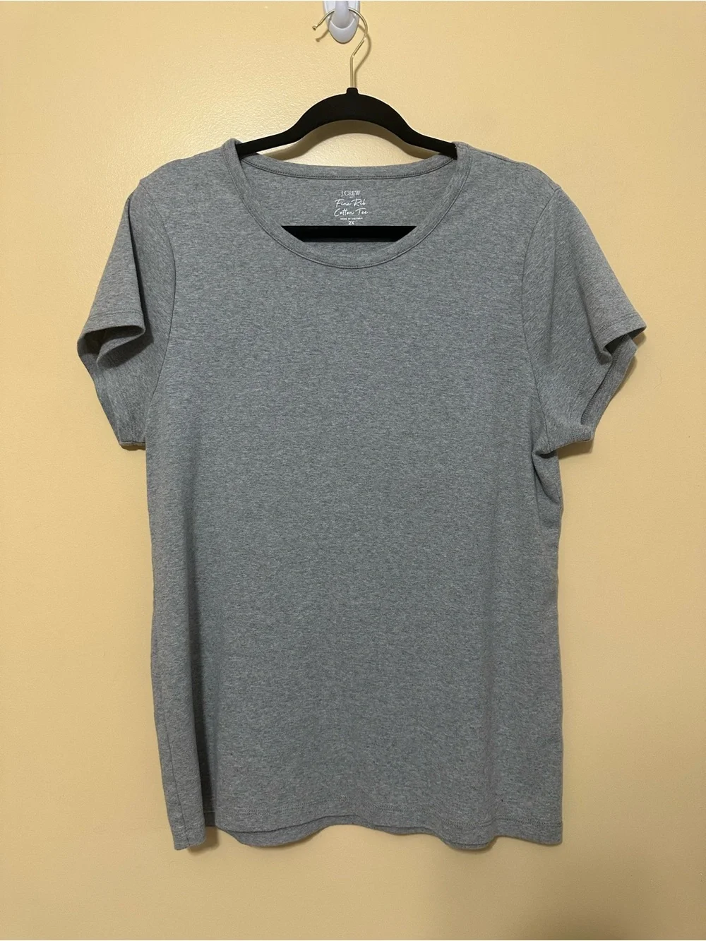 J. Crew Fine Rib Cotton Tee Round Neck Fitted Plus Size 2X Women Gray